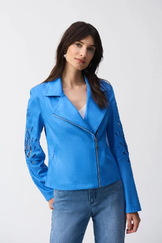 Foiled Faux-Suede Moto Jacket - Coastal Blue Nylon Jacket Polyester Jacket Spandex Jacket Foiled Faux-Suede Moto Jacket - Coastal Blue Nylon Jacket Polyester Jacket Spandex Jacket