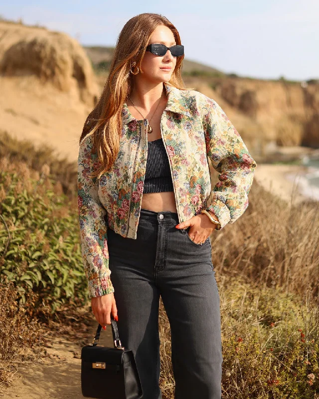 Garden Fantasy Floral Tapestry Jacket Anorak Shell Jacket Lightweight Jacket