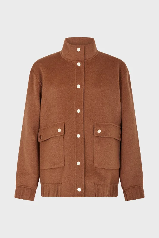 Jacket Mayar Dav15a034 Straw Zippered Front Buttoned Front Snap Front