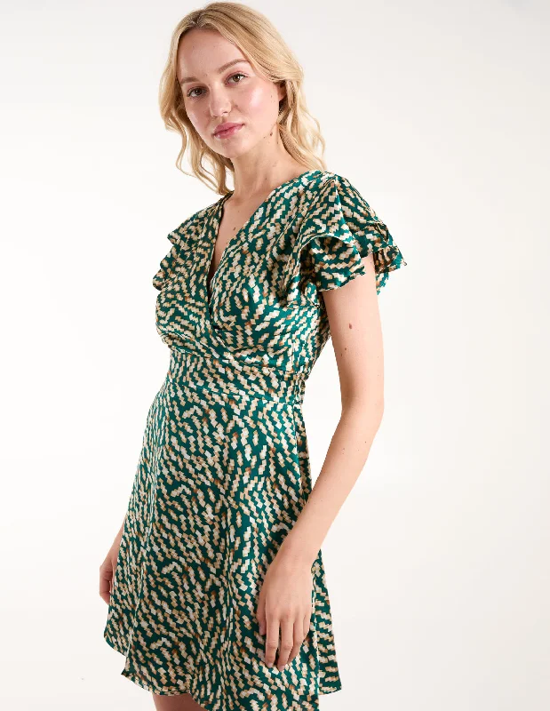 Wrap Ruffle Mini Dress Stylish Floral Print Mini Dress