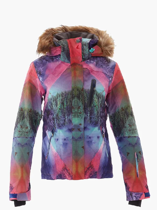 Brand Women's Colorful Fur Hooded Windproof Ski Jacket Satin Jacket Silk Jacket Chiffon Jacket