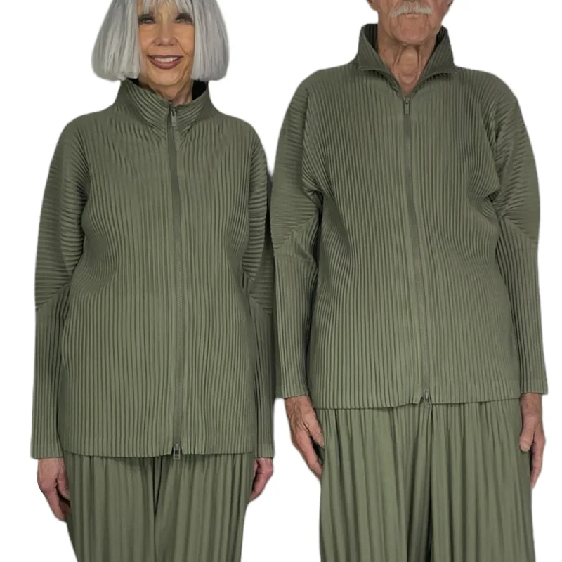 COLOR PLEATS ZIP JACKET Ribbed Jacket Pleated Jacket Ruffled Jacket