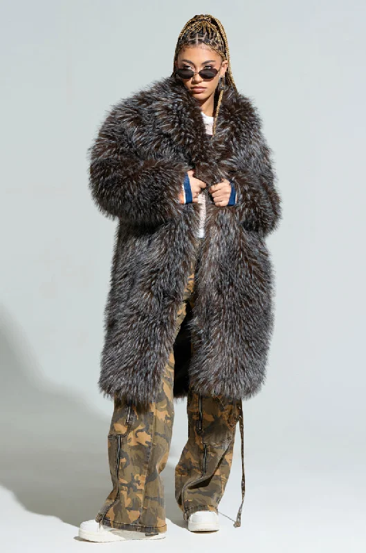 KEEP TO MYSELF FAUX FUR JACKET Hooded Jacket Caped Jacket Shawl Collar Jacket