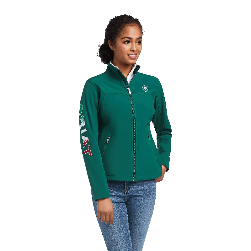 Ariat Women's Mexico Classic Team Softshell Verde Jacket Notch Collar Jacket Peter Pan Collar Jacket Cowl Neck Jacket Ariat Women's Mexico Classic Team Softshell Verde Jacket Notch Collar Jacket Peter Pan Collar Jacket Cowl Neck Jacket