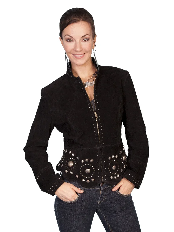 Women's Leather Jacket Collection Suede: Scully Western Studs and Conchos Tailored Jacket Straight Jacket A-Line Jacket Women's Leather Jacket Collection Suede: Scully Western Studs and Conchos Tailored Jacket Straight Jacket A-Line Jacket