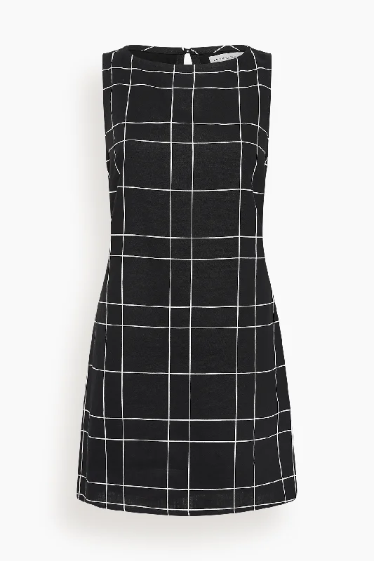 Lui Mini Dress in Letizia Check Black Cozy Ruched Mini Dress