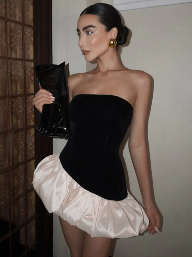 Lunivop Off-shoulder Strapless Sexy Mini Dress For Women Fashion Patchwork Color Contrast Sleeveless Backless Puffy Dress Chic Tropical Mini Dress Lunivop Off-shoulder Strapless Sexy Mini Dress For Women Fashion Patchwork Color Contrast Sleeveless Backless Puffy Dress Chic Tropical Mini Dress
