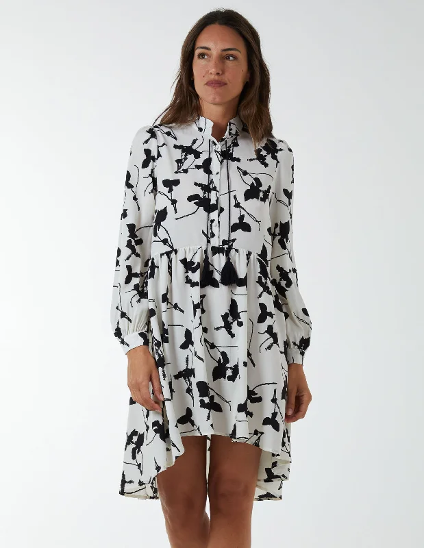 Mandarin Collar High Low Mini Dress Cozy Sweater Mini Dress
