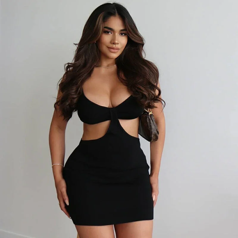 Trendy Ribbed Deep V Neck Cut Out Party Mini Dress - Black Stylish Short Sleeve Mini Dress Trendy Ribbed Deep V Neck Cut Out Party Mini Dress - Black Stylish Short Sleeve Mini Dress