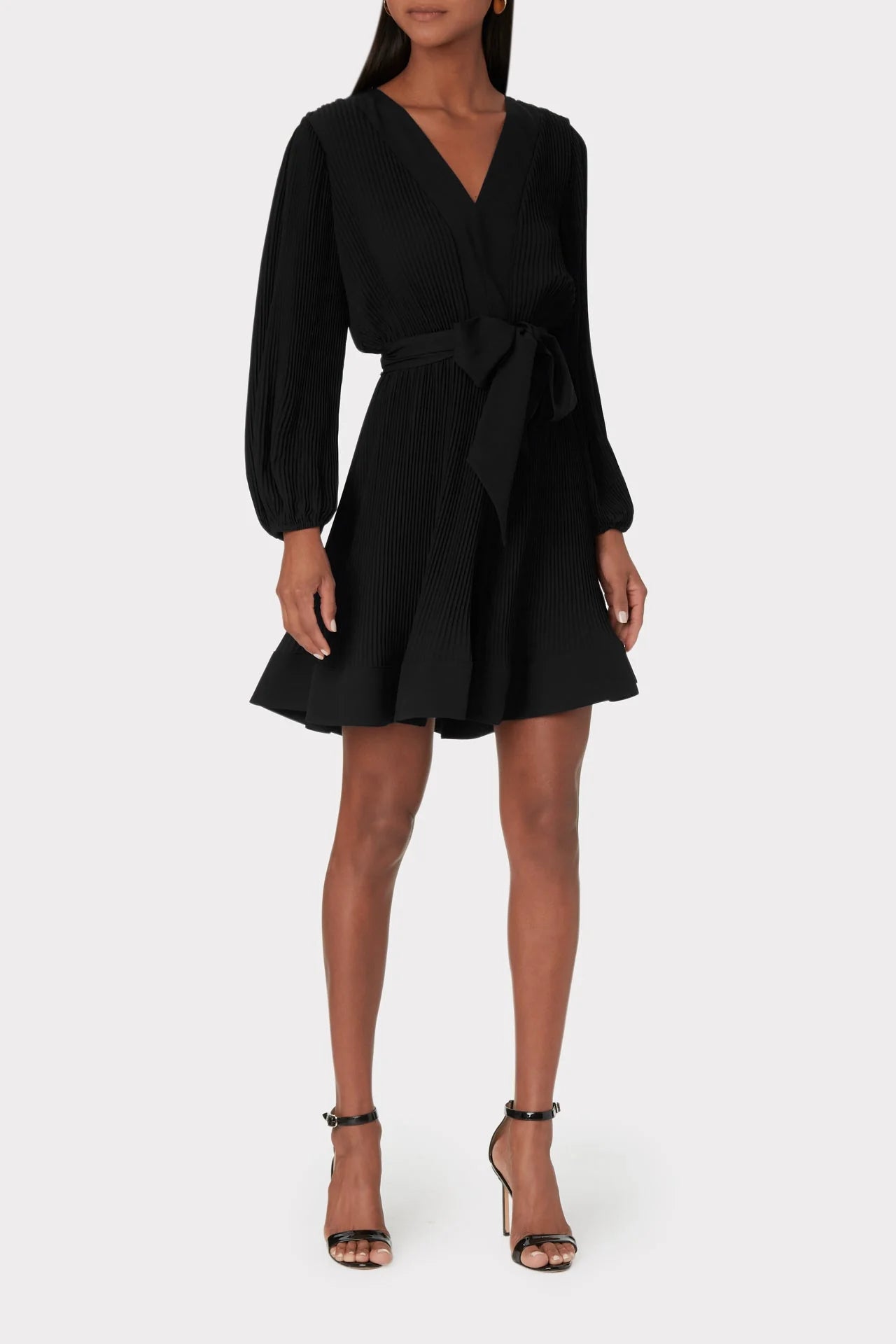 Milly Liv Pleated Mini Dress Casual V-Neck Mini Dress