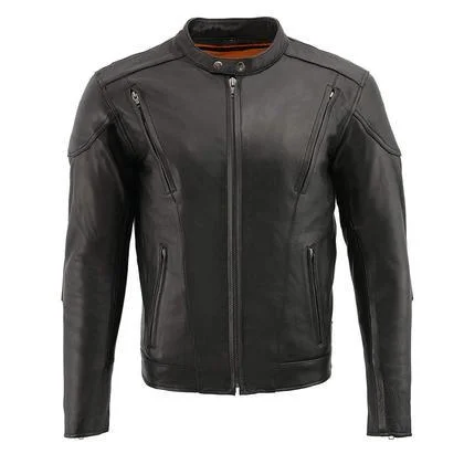 Milwaukee Leather LKM1765 Men's Side Lace Vented Scooter Jacket with Gun Pocket Chenille Fabric Brocade Fabric Lace Fabric Milwaukee Leather LKM1765 Men's Side Lace Vented Scooter Jacket with Gun Pocket Chenille Fabric Brocade Fabric Lace Fabric