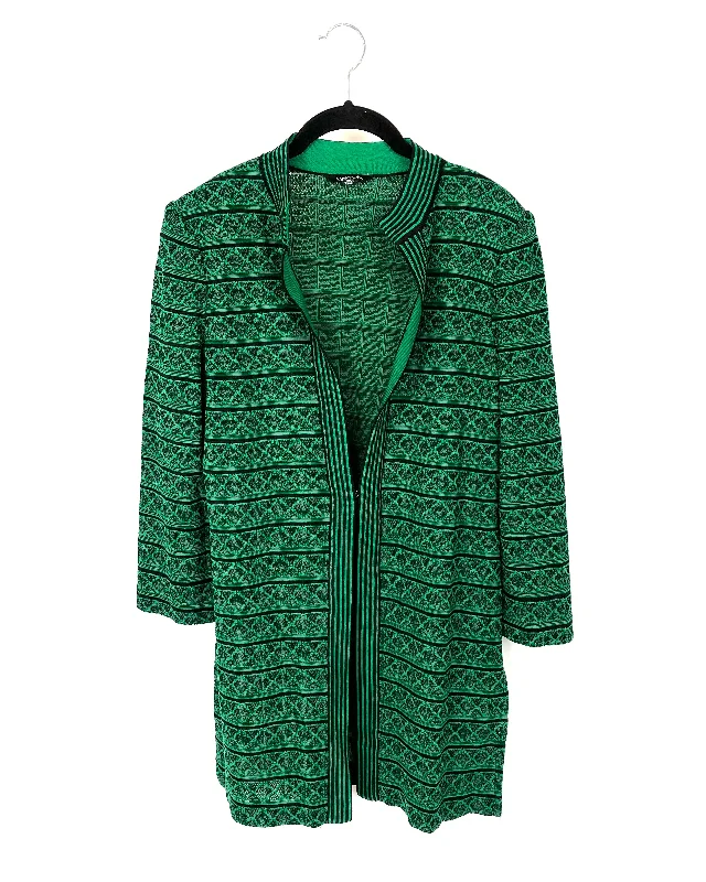 Green And Black Jacket - Size 2-4 V-Neck Jacket Boat Neck Jacket Square Neck Jacket
