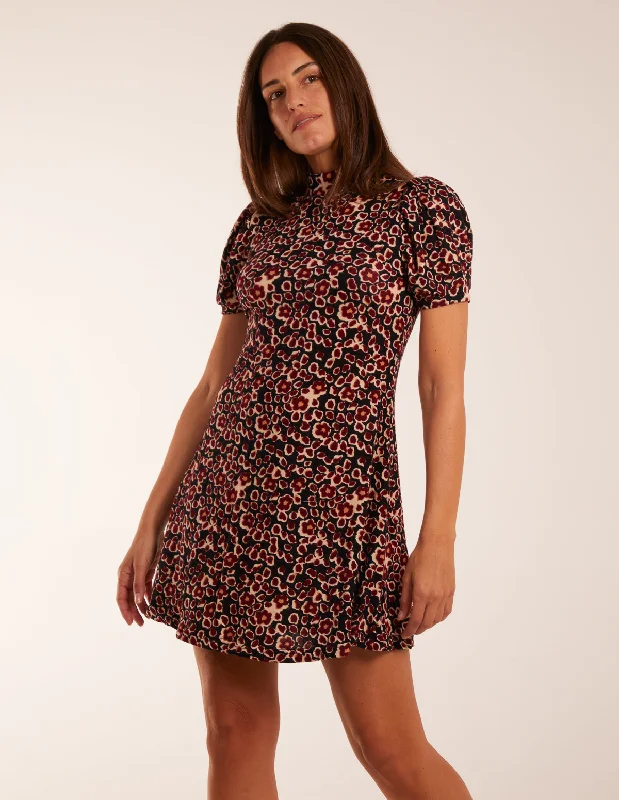 Floral Animal Smock Mini Dress Cozy Jersey Mini Dress