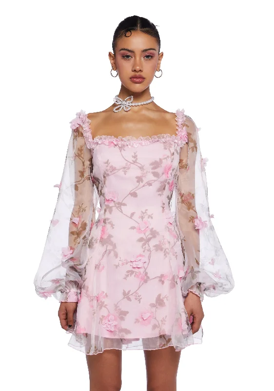 Multiple Proposals Mini Dress - Pink Cozy Satin Mini Dress
