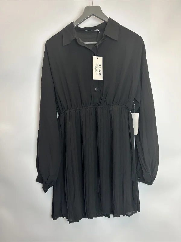 NA-KD Pleated Mini Dress - Black. UK 18 Elegant Mini Dress with Pleats