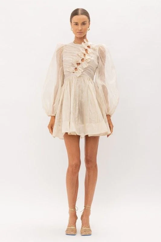 Organza Mini Dress with Bow Details Stylish Sweetheart Mini Dress