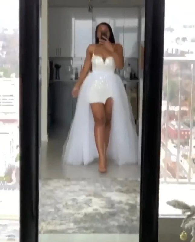 Oyemwen White Tulle Overlay Mini Dress Chic Halter Mini Dress