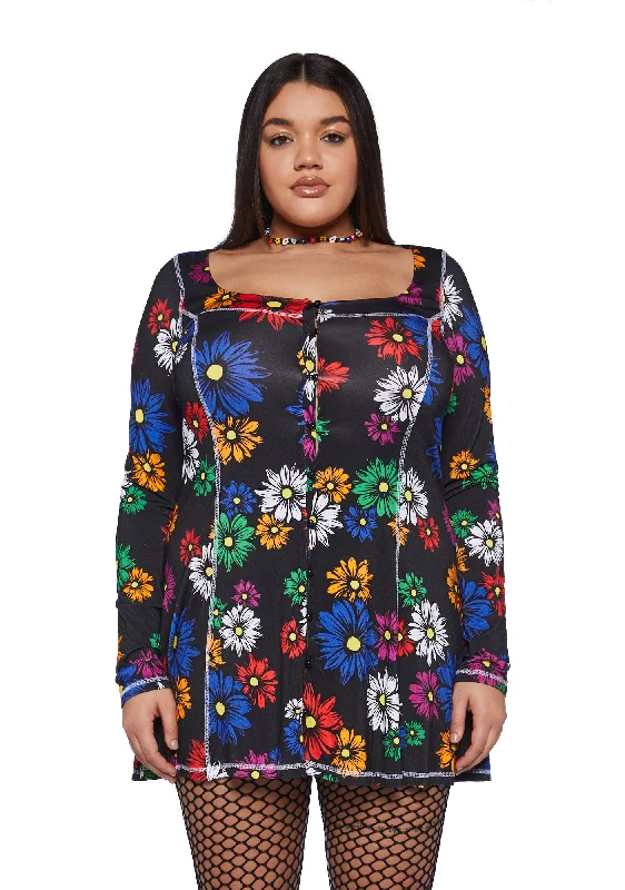 Plus Botanic Bliss Mini Dress Classic Casual Mini Dress