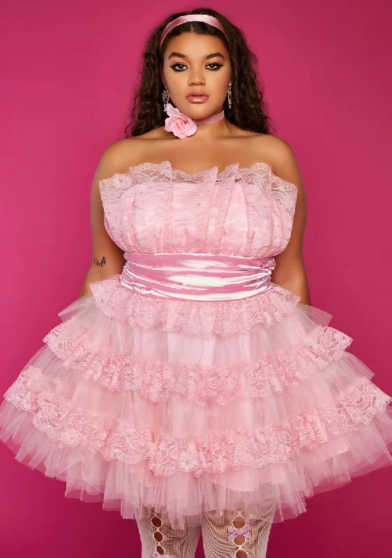 Plus Frost Yourself Tulle Mini Dress Stylish Spaghetti Strap Mini Dress