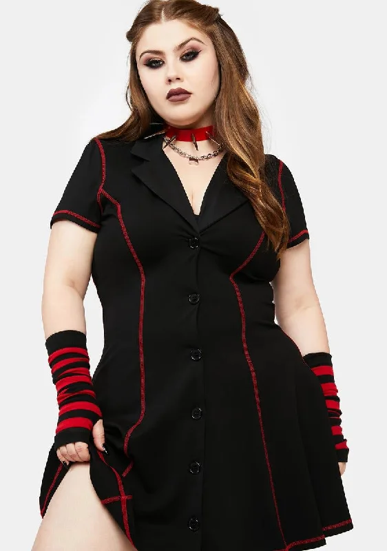 Plus Wicked Punk Mini Dress Fashionable Off-Shoulder Mini Dress