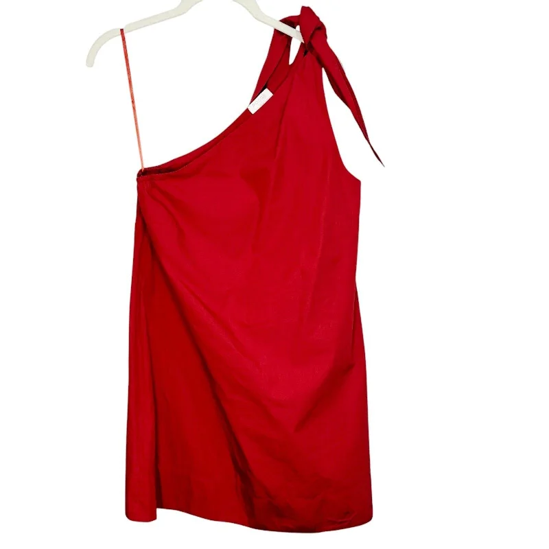 POSSE Aubrey One Shoulder Tie Mini Dress in Jam Red Size Medium Stylish Spaghetti Strap Mini Dress