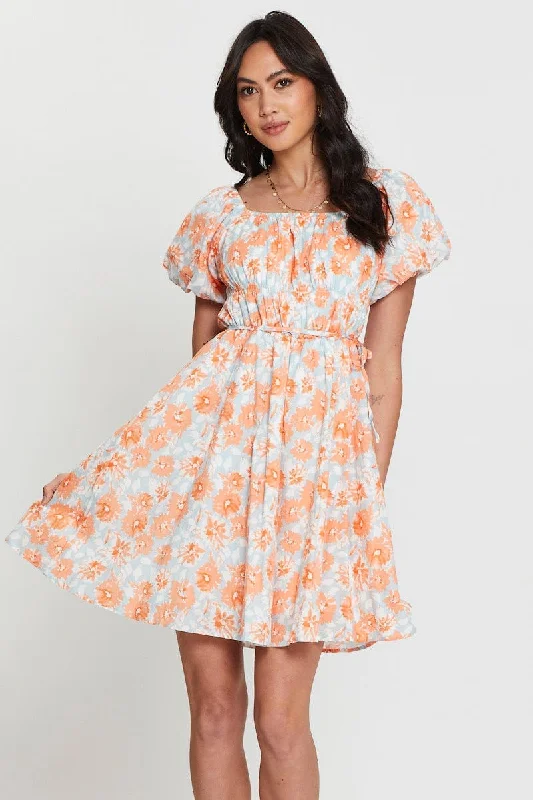 Print Mini Dress Short Sleeve Classic Black Mini Dress