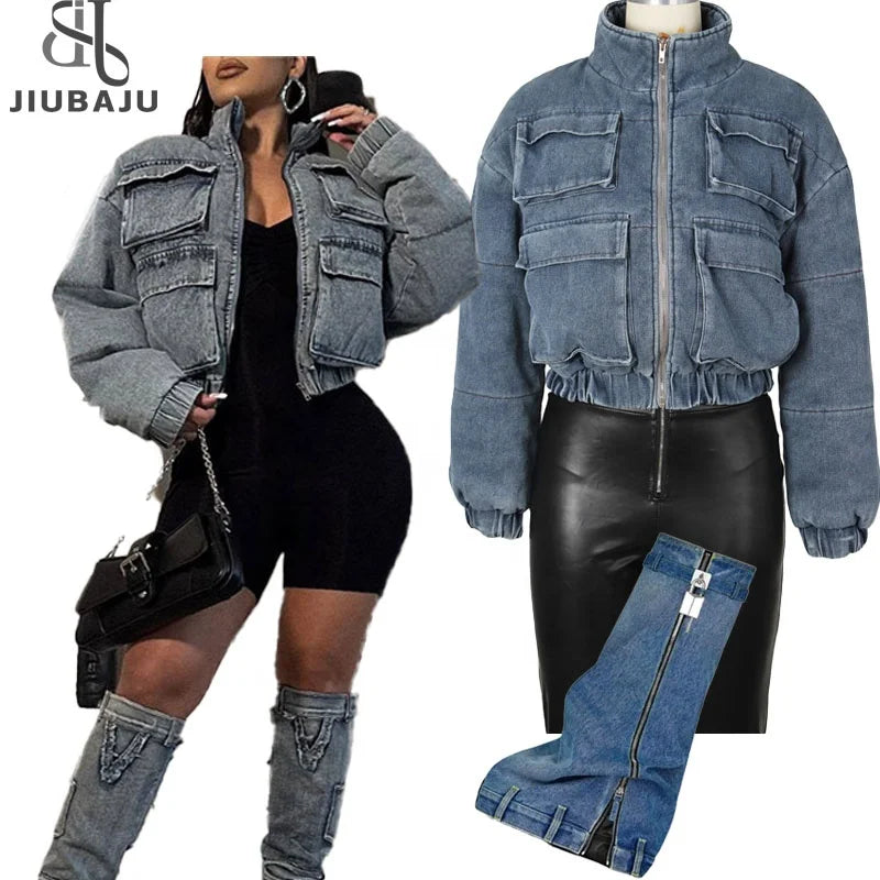 Puffer Denim Jackets Crop Bubble Crop Coats Y2K Streetwear Clothes 2023 Women Cropped Bubble Coat Satin Fabric Silk Fabric Chiffon Fabric Puffer Denim Jackets Crop Bubble Crop Coats Y2K Streetwear Clothes 2023 Women Cropped Bubble Coat Satin Fabric Silk Fabric Chiffon Fabric