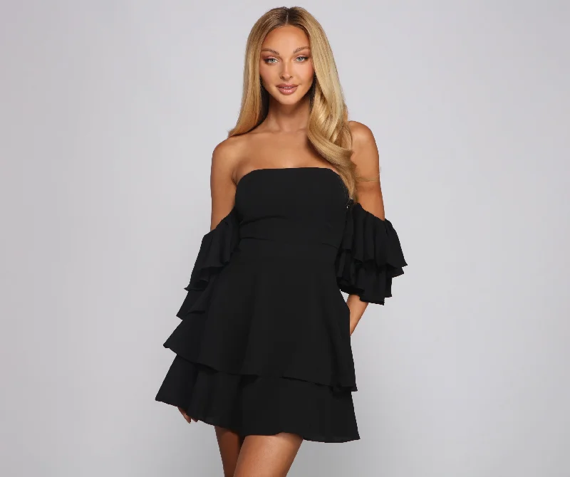 Ravishing Ruffles A-Line Mini Dress Stylish Button-Down Mini Dress