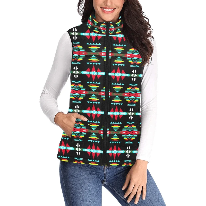 River Trail Sunset Women's Padded Vest Jacket Nylon Fabric Polyester Fabric Spandex Fabric River Trail Sunset Women's Padded Vest Jacket Nylon Fabric Polyester Fabric Spandex Fabric