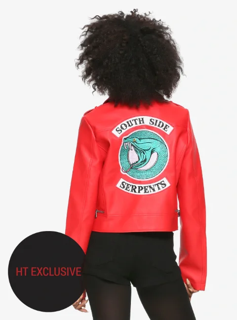 RIVERDALE CHERYL SOUTHSIDE SERPENTS FAUX LEATHER RED GIRLS JACKET HOT TOPIC EXCLUSIVE Fleece Jacket Down Jacket Parka RIVERDALE CHERYL SOUTHSIDE SERPENTS FAUX LEATHER RED GIRLS JACKET HOT TOPIC EXCLUSIVE Fleece Jacket Down Jacket Parka