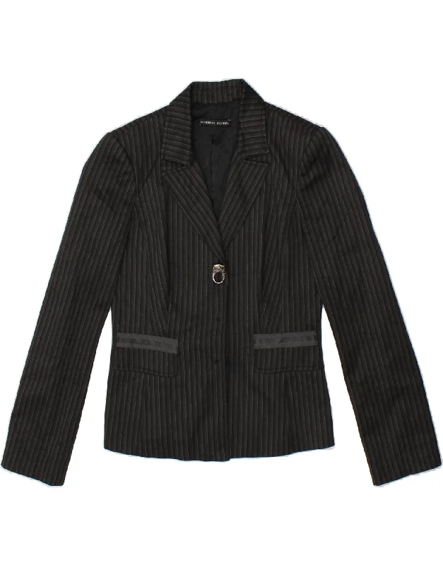 ROBERTA SCARPA Womens Blazer Jacket IT 44 Medium Black Striped Viscose Satin Jacket Silk Jacket Chiffon Jacket