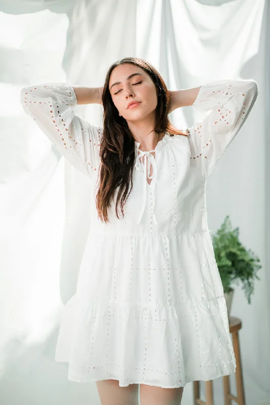 Savannah Eyelet Mini Dress Cozy T-Shirt Mini Dress