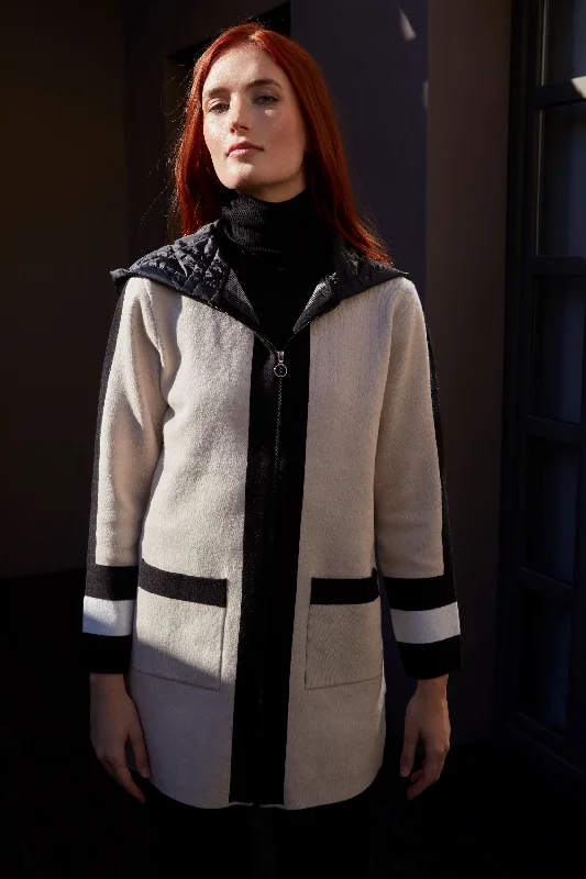 Zip up Knit jacket with padded back and hood Zippered Jacket Buttoned Jacket Snapped Jacket Zip up Knit jacket with padded back and hood Zippered Jacket Buttoned Jacket Snapped Jacket