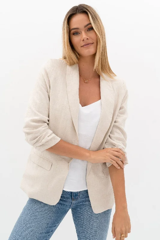 Seville Natural Linen Jacket Elasticated Jacket Padded Jacket Insulated Jacket