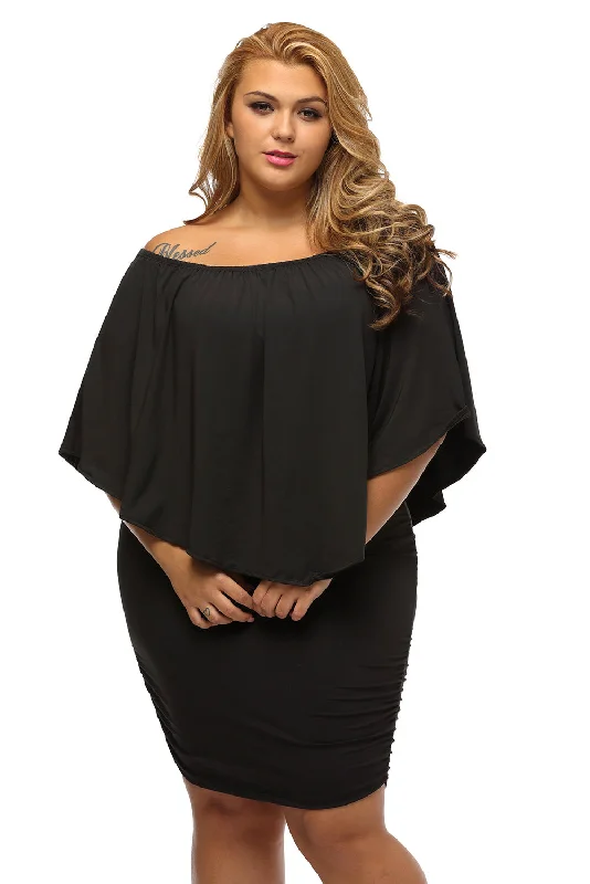 Sexy Plus Size Multiple Dressing Layered Black Mini Dress Trendy Mini Dress with Belt Sexy Plus Size Multiple Dressing Layered Black Mini Dress Trendy Mini Dress with Belt