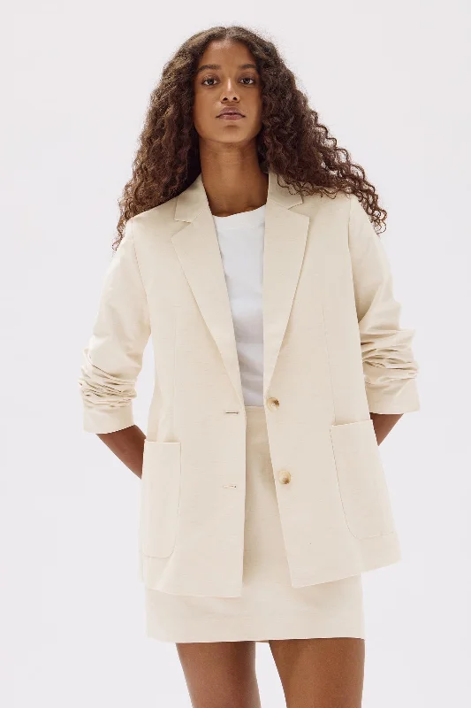 Simone Cotton Linen Blend Jacket V-Neck Jacket Boat Neck Jacket Square Neck Jacket