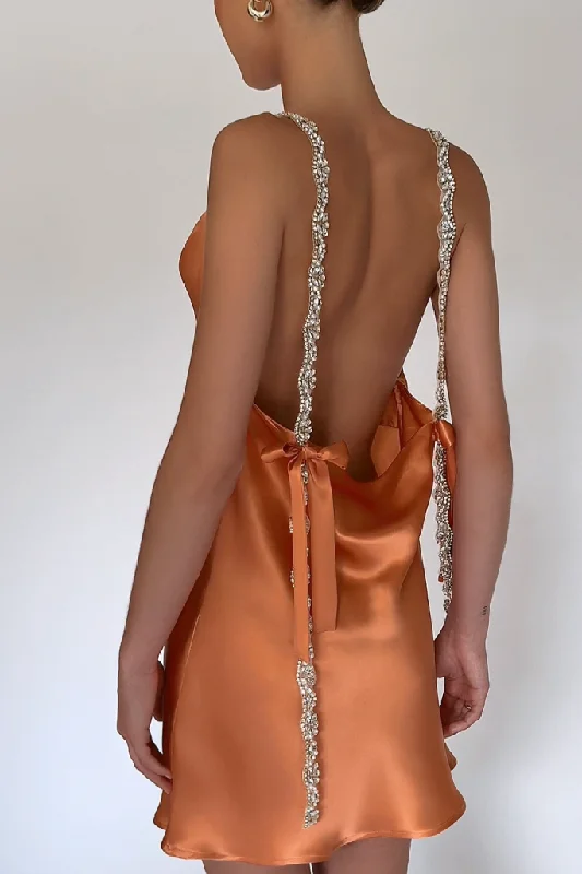 SOFIA MINI DRESS - CORAL SILK Classic Black Mini Dress
