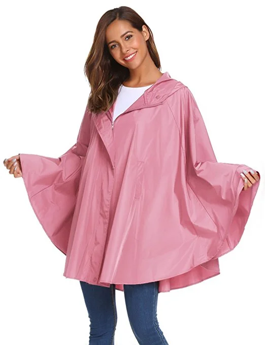 Soteer Womens Rain Poncho Batwing-Sleeved Hooded Raincoat Waterproof Packable Rain Jacket With Pockets Rayon Fabric Velvet Fabric Corduroy Fabric Soteer Womens Rain Poncho Batwing-Sleeved Hooded Raincoat Waterproof Packable Rain Jacket With Pockets Rayon Fabric Velvet Fabric Corduroy Fabric