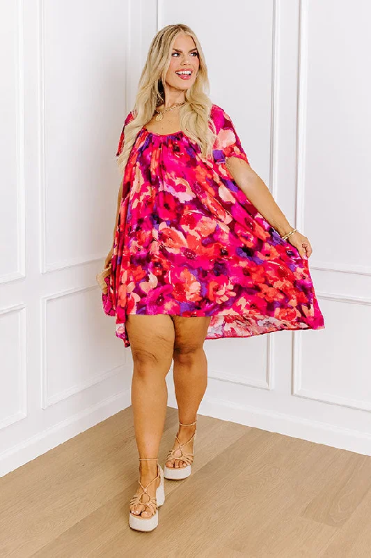 Southern Flair Floral Mini Dress Curves Stylish Puff Sleeve Mini Dress