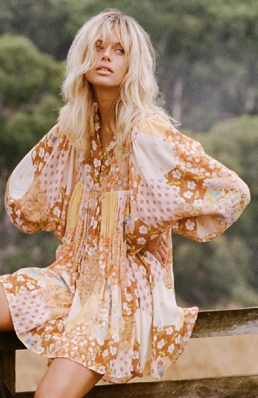 Spell Designs - Freda Boho Mini Dress Elegant Satin Lace Mini Dress