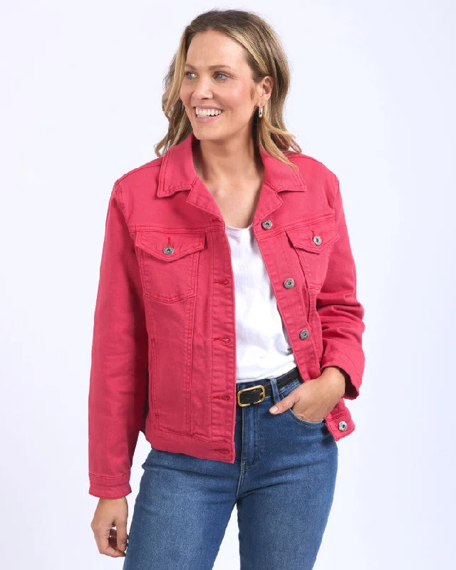 Tilly Denim Jacket - Bittersweet Red Elasticated Jacket Padded Jacket Insulated Jacket Tilly Denim Jacket - Bittersweet Red Elasticated Jacket Padded Jacket Insulated Jacket