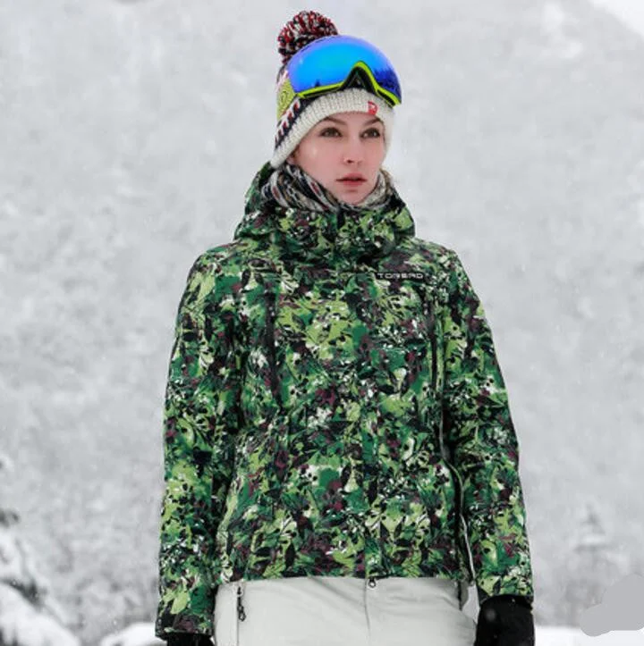TOREAD Print Green Color Classical Ski Jacket Belted Jacket Elasticated Jacket Padded Jacket TOREAD Print Green Color Classical Ski Jacket Belted Jacket Elasticated Jacket Padded Jacket