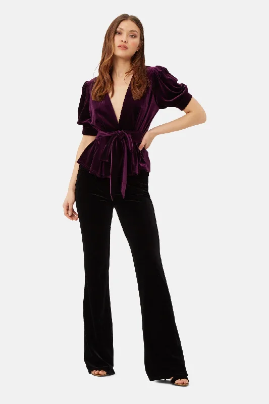 Traffic People Purple Velvet Cinch Jacket Denim Fabric Leather Fabric Suede Fabric