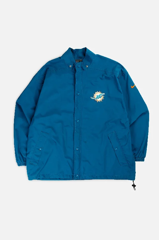 Vintage Miami Dolphins NFL Jacket - XXL Wool Fabric Cashmere Fabric Tweed Fabric