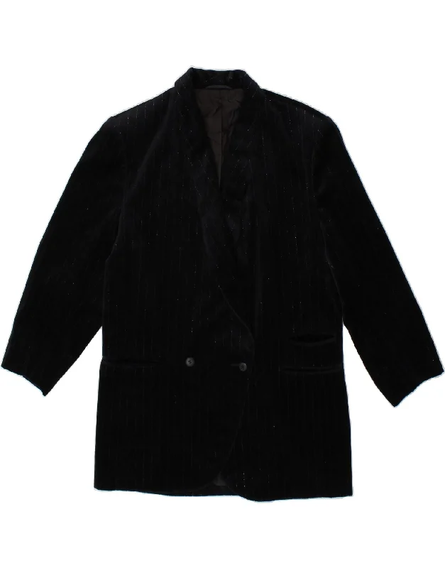 VINTAGE Womens Blazer Jacket EU 38 Medium Navy Blue Striped Notch Collar Jacket Peter Pan Collar Jacket Cowl Neck Jacket VINTAGE Womens Blazer Jacket EU 38 Medium Navy Blue Striped Notch Collar Jacket Peter Pan Collar Jacket Cowl Neck Jacket