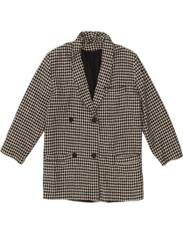 VINTAGE Womens Blazer Jacket UK 14 Medium Black Houndstooth Satin Jacket Silk Jacket Chiffon Jacket VINTAGE Womens Blazer Jacket UK 14 Medium Black Houndstooth Satin Jacket Silk Jacket Chiffon Jacket