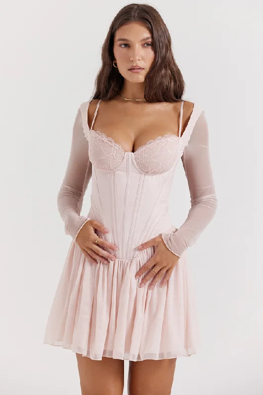 ViVi Soft Peach Corset Mini Dress Classic Shift Mini Dress
