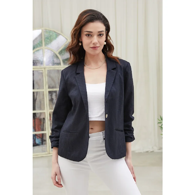 Navy Blazer Jacket Front Pockets Side Pockets Patch Pockets