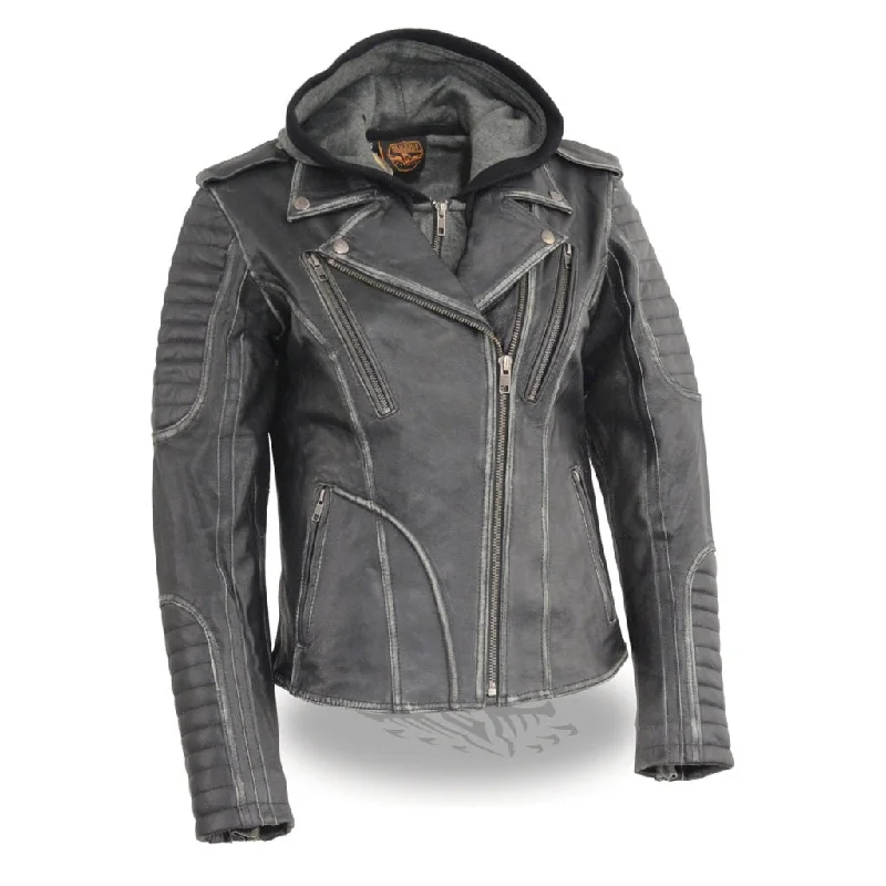 Women’s Rub-off M/C Jacket MLL2516 Oversized Jacket Tailored Jacket Straight Jacket