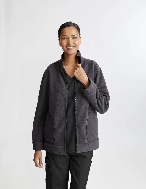 Women's Reversible Fleece Jacket Black Trench Coat Raincoat Waterproof Jacket